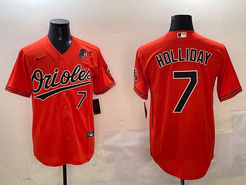 Men Baltimore Orioles #7 Holliday Orange Game 2025 Nike MLB Jersey style 1